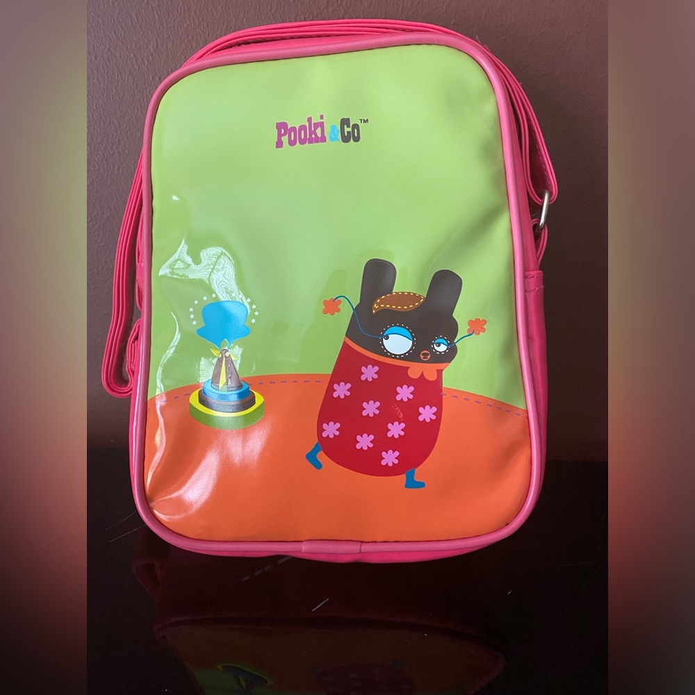Pooki & Co. Pookiland orange, green with pink sides mini crossbody bag New